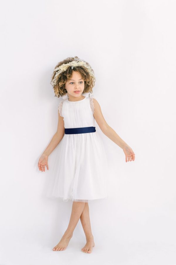 Milla Flower Girl Dress in Ivory with Sash Milla Flower Girl Dress in Ivory with Sash