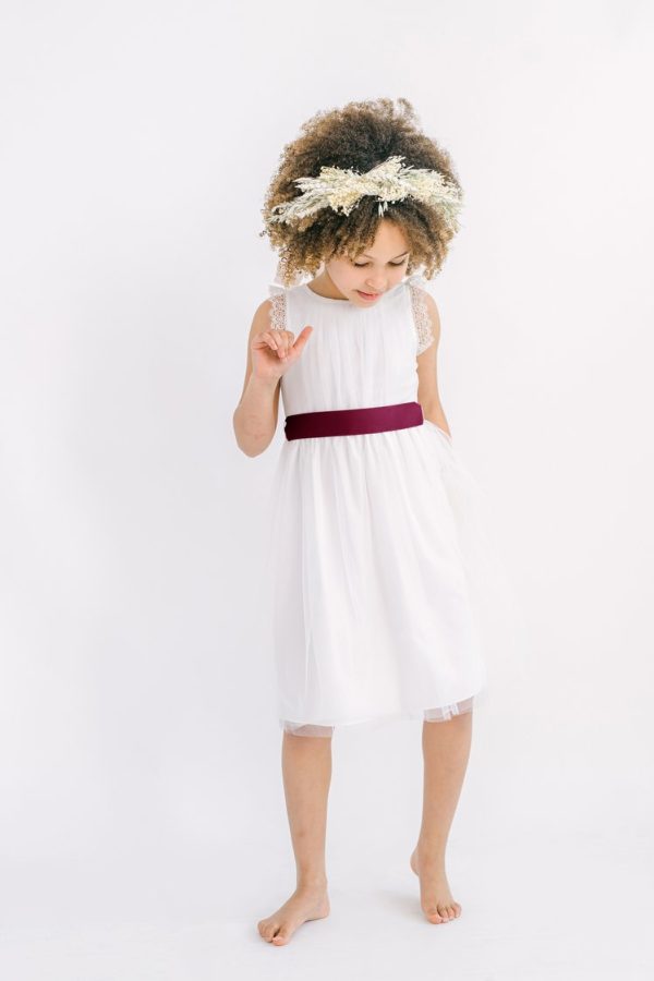 Milla Flower Girl Dress in Ivory with Sash Milla Flower Girl Dress in Ivory with Sash