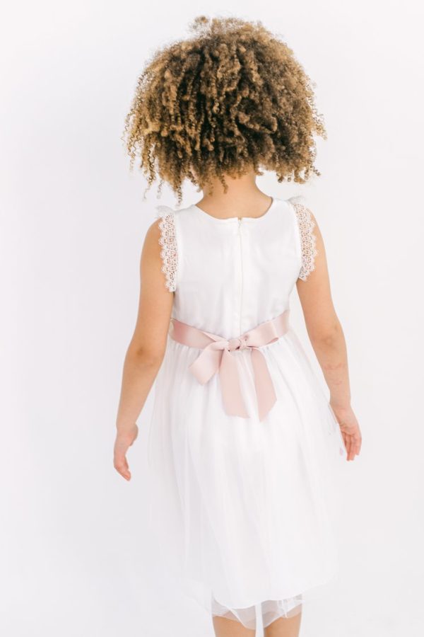 Milla Flower Girl Dress in Ivory with Sash Milla Flower Girl Dress in Ivory with Sash