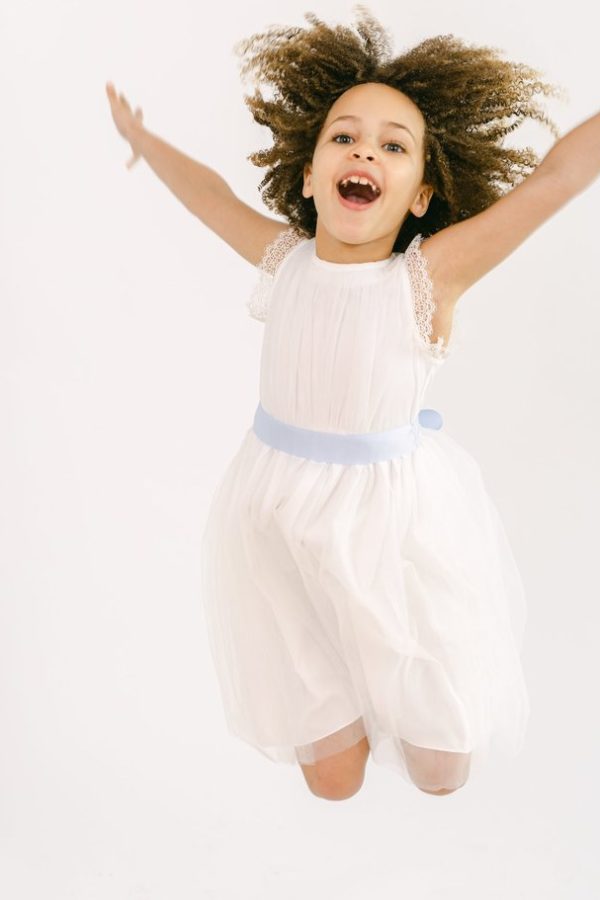 Milla Flower Girl Dress in Ivory with Sash Milla Flower Girl Dress in Ivory with Sash