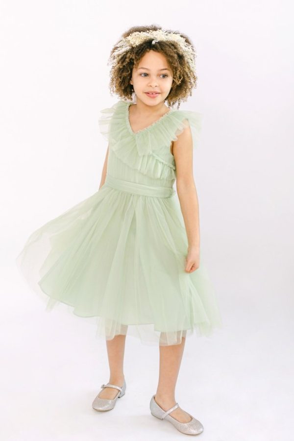 Angel Tulle Flower Girl Dress in Pistachio Green Angel Tulle Flower Girl Dress in Pistachio Green