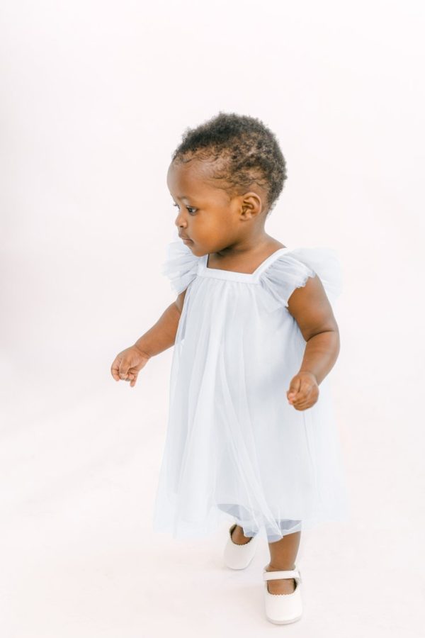 Ella Tulle Flower Girl Dress in Powder Blue Ella Tulle Flower Girl Dress in Powder Blue