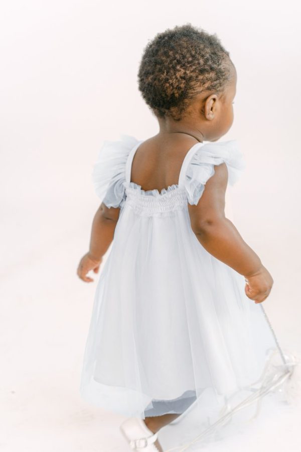 Ella Tulle Flower Girl Dress in Powder Blue Ella Tulle Flower Girl Dress in Powder Blue