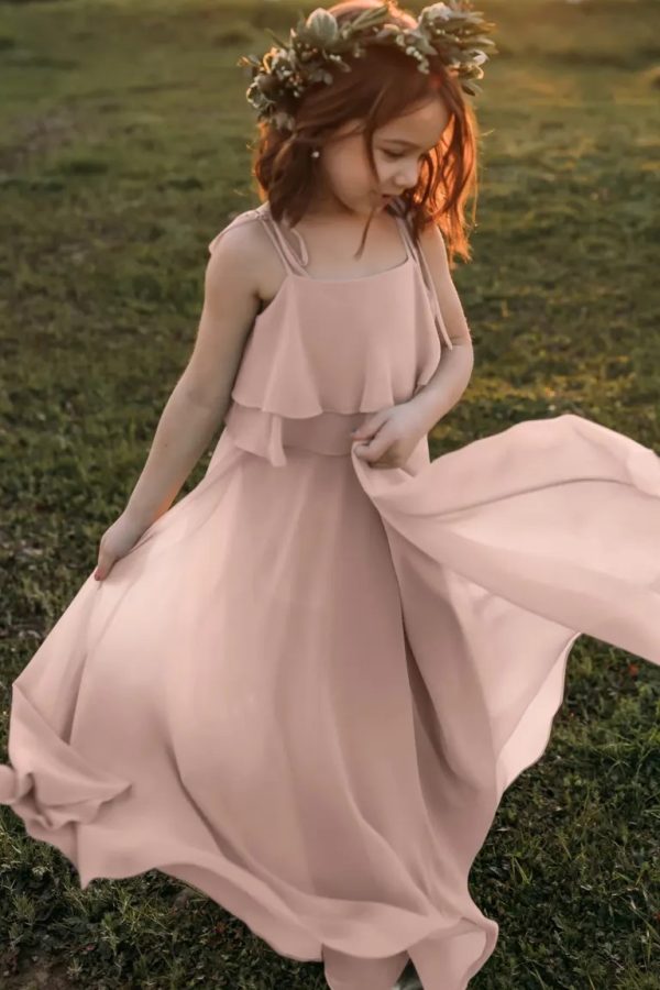 Penny Whipped Apricot Bohemian Chiffon Flower Girl Dress