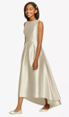 Caity Satin High-Low Junior Bridesmaid Dress in Champagne