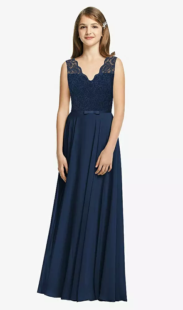 Lainey Lace Junior Bridesmaid Dress by Dessy in Midnight Navy