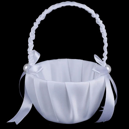 FGOB-002-White Flower Girl Basket