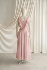Athena Pink Chiffon Junior Bridesmaid Dress by TH&TH — Blush Pink, back