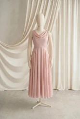 Athena Pink Chiffon Junior Bridesmaid Dress by TH&TH — Blush Pink, front