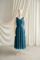 Athena Green Chiffon Junior Bridesmaid Dress by TH&TH — Emerald Dawn, front