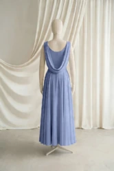 Athena Blue Chiffon Junior Bridesmaid Dress by TH&TH — French Blue, back