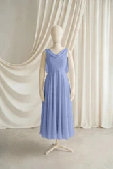 Athena Blue Chiffon Junior Bridesmaid Dress by TH&TH — French Blue, front