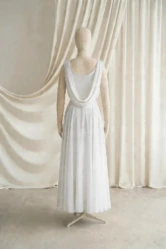 Athena Neutral Chiffon Junior Bridesmaid Dress by TH&TH — Ivory, back