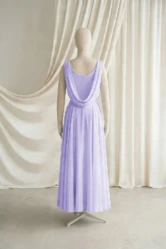 Athena Purple Chiffon Junior Bridesmaid Dress by TH&TH — Lilac Mist, back