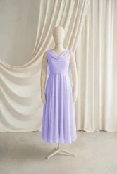 Athena Purple Chiffon Junior Bridesmaid Dress by TH&TH — Lilac Mist, front