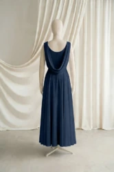 Athena Navy Chiffon Junior Bridesmaid Dress by TH&TH — Navy, back