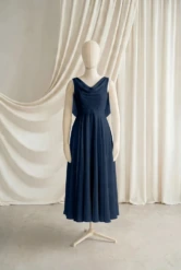 Athena Navy Chiffon Junior Bridesmaid Dress by TH&TH — Navy, front