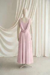 Athena Pink Chiffon Junior Bridesmaid Dress by TH&TH — Smoked Blush, back