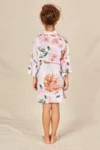 Eden Pink Floral Satin Flower Girl Robe — Back view