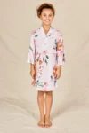 Eden Pink Floral Satin Flower Girl Robe