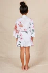 Eden White Floral Satin Flower Girl Robe — Back view