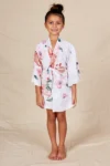 Eden White Floral Satin Flower Girl Robe