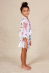 Eden White Floral Satin Flower Girl Robe — Side view