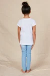 Back view of the plain white flower girl cotton t-shirt