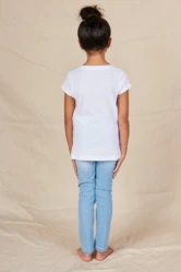 Back view of the plain white flower girl cotton t-shirt