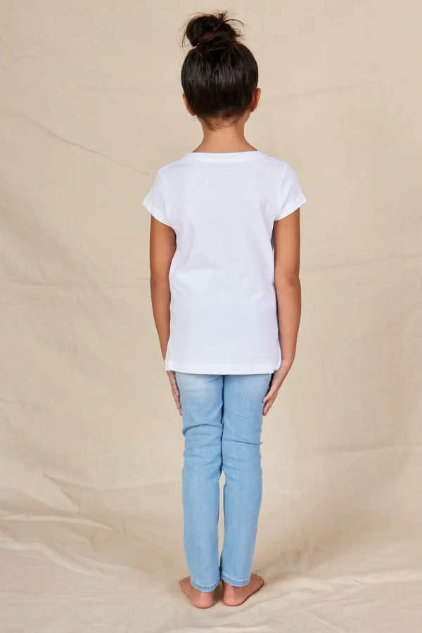 Back — Flower Girl White Cotton T-Shirt with Rose Gold Foil Back view of the plain white flower girl cotton t-shirt