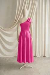 Mara Pink Satin Junior Bridesmaid Dress by TH&TH — Cerise, back