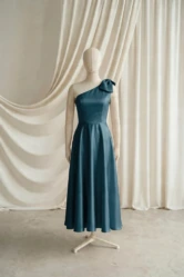 Mara Green Satin Junior Bridesmaid Dress by TH&TH — Emerald Dawn, front