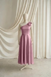 Mara Pink Satin Junior Bridesmaid Dress by TH&TH — Rose Pink, front