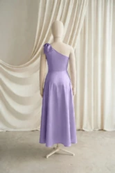 Mara Purple Satin Junior Bridesmaid Dress by TH&TH — Violet, back