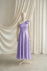 Mara Purple Satin Junior Bridesmaid Dress by TH&TH — Violet, front