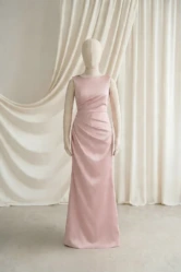 Nala Pink Satin Junior Bridesmaid Dress by TH&TH — Blush Pink, front