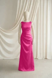 Nala Pink Satin Junior Bridesmaid Dress by TH&TH — Cerise, front