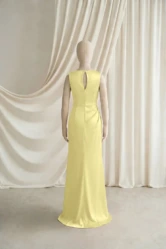 Nala Yellow Satin Junior Bridesmaid Dress by TH&TH — Limoncello, back