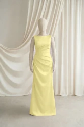 Nala Yellow Satin Junior Bridesmaid Dress by TH&TH — Limoncello, front