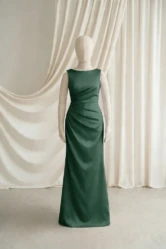 Nala junior bridesmaid dress in Olive Grove satin by TH&TH — front