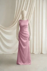 Nala Pink Satin Junior Bridesmaid Dress by TH&TH — Rose Pink, front