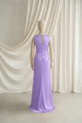 Nala Purple Satin Junior Bridesmaid Dress by TH&TH — Violet, back