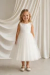 Paige Ivory Tulle Flower Girl Dress by TH&TH - front