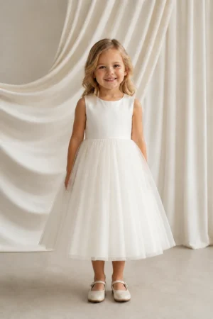 Paige Ivory Tulle Flower Girl Dress by TH&TH - front