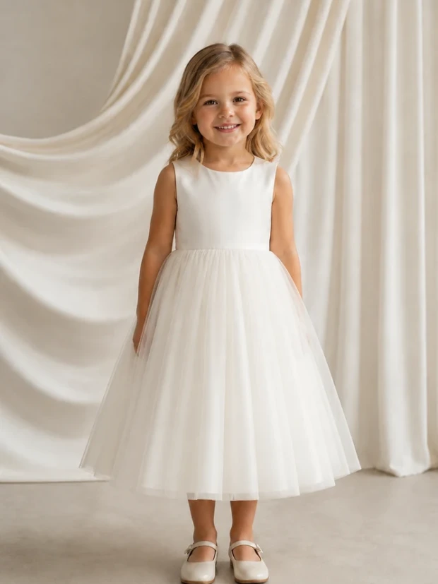 Paige Ivory Tulle Flower Girl Dress by TH&TH