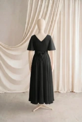 Phoebe Black Chiffon Junior Bridesmaid Dress by TH&TH — Black, back