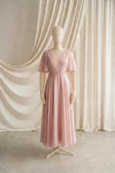 Phoebe Pink Chiffon Junior Bridesmaid Dress by TH&TH — Blush Pink, front