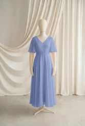 Phoebe Blue Chiffon Junior Bridesmaid Dress by TH&TH — French Blue, front