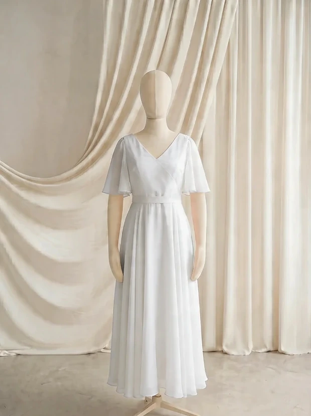 Phoebe Neutral Chiffon Junior Bridesmaid Dress by TH&TH