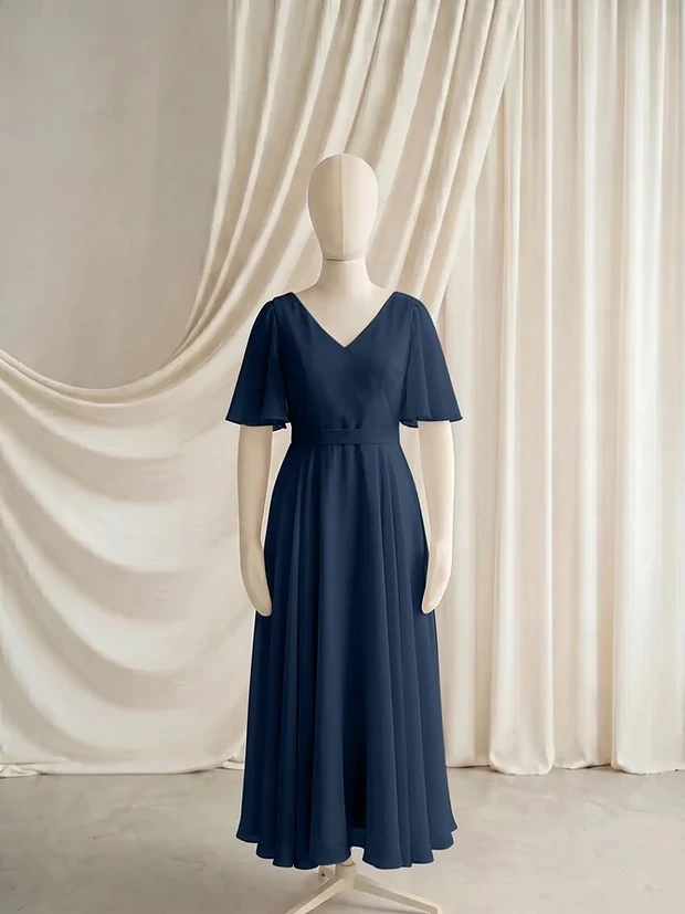 Phoebe Navy Chiffon Junior Bridesmaid Dress by TH&TH
